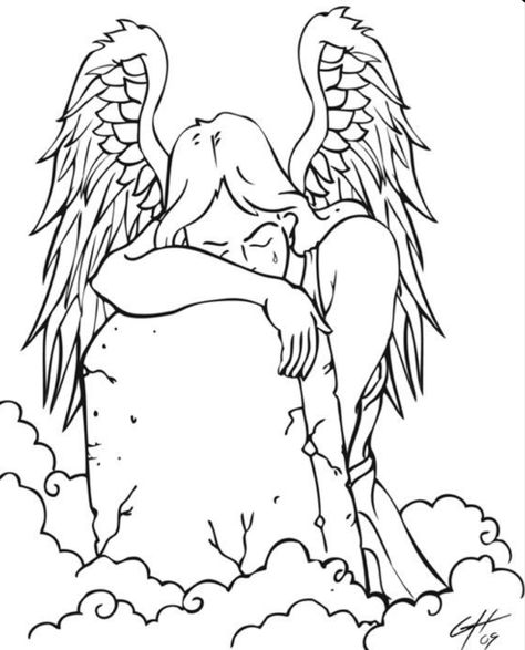 Angel Tattoo Simple, Gravestone Drawing, Angel Gravestone, Tattoo Outline Drawing Stencil Design, Simple Angel Tattoos, Angel Tattoo Drawings, Tattoo Outline Drawing Stencil, Small Angel Tattoo, Tombstone Tattoo