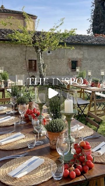 Stephanie Dardenne on Instagram: "Inspo vs. Execution: Italian Summer party 🍅🍋  Party theme: Let’s pretend we’re in Europe 😂   Food: Pizza party 🍕& fresh motzarella salads   Cocktail: Rose & Hugo Spritz   Tablescape: fresh pots if aromatic basil, plump tomato’s, wild daisies, and zesty lemons add that vibrant pang of summer.   #inspovsexecution #italiansummer #diytable #diyparty #diypartydecor #diypartyideas #party #decor #partyideas #partydecorations #partyinspiration #partyplanner #tablegoals #eventdecor #budgetfriendlydecor #organictablescape #tablescapes #tabledecor" Italian Wine Dinner Decor, Pizza Tablescape, European Birthday Theme, Italian Summer Party Decor, Italian Dinner Party Decor, Italian Summer Party Theme, Italian Party Theme, Italian Dinner Party Aesthetic, Italy Theme Party