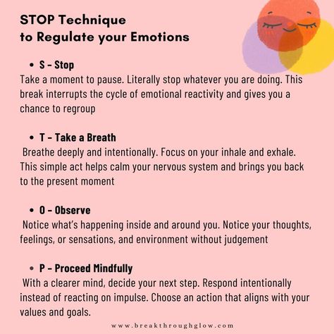 Feeling overwhelmed? The STOP technique from Dialectical Behavior Therapy (DBT) is a simple yet powerful way to regulate your emotions and respond mindfully...🌱 This DBT technique helps you regulate emotions and approach challenges with clarity and balance. 🌱 Have you tried the STOP method before?🤔 Let me know in the comments below! ⬇️ . . . #DBTtools #emotionalregulation #mindfulness #STOPtechnique Greyrock Method, Distress Intolerance Dbt, Dialectical Therapy, Stop Technique, Stop Method, Regulate Emotions, Dbt Skills, Behavior Therapy, Dialectical Behavior Therapy