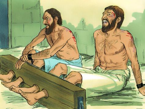 FreeBibleimages :: Paul and Silas in Prison :: Paul and Silas praise God in prison and an earthquake strikes (Acts 16:16-40) Paul Silas, Paul And Silas, Bible Dictionary, Free Stories, Bible Pictures, Singing Lessons, Singing Tips, Bible Lessons For Kids, In Prison