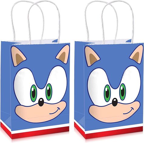 PADIEOE 12 Pack Sonic Gift Bags for Kid Party Paper Bag with Handles Children Party Candy Bags Goodie Bags Favor Bags for Christmas Birthday Halloween Sweets (Blue x 12) Sonic Party Bag Ideas, Sonic Birthday Goodie Bags, Sonic Gift Bags, Sonic Candy Bags, Toys For Boys Treat Bags, Party Candy Bags, Birthday Party Goodie Bags, Party Bags Kids, Hedgehog Gifts