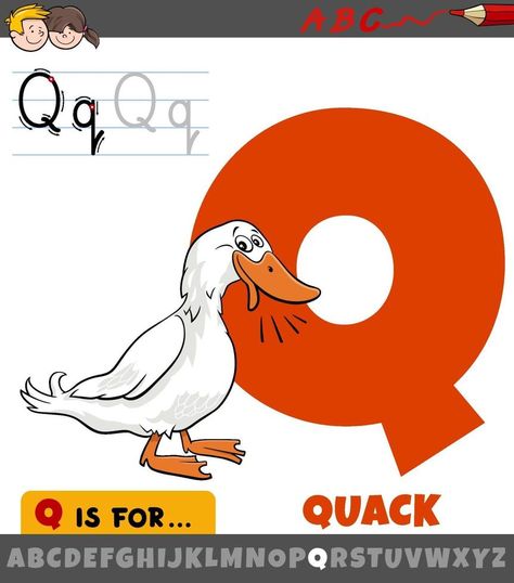 letter Q from alphabet with quack duck sound Duck Quack, Letter Q, Vector Pattern, Alphabet, Vector Free, Royalty Free, Sound, Clip Art, Pattern