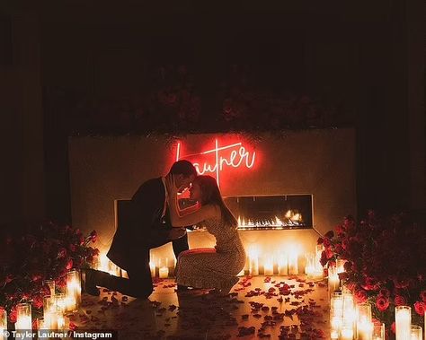 Taylor Lautner reveals the intimate way he proposed to fiancee Tay: 'I did it big in the kitchen!' | Daily Mail Online Taylor Dome, Twilight Stars, Romantic Proposal, Travis Barker, Taylor Lautner, Engagement Celebration, Matching Halloween, Birthday Posts, Engagement Announcement