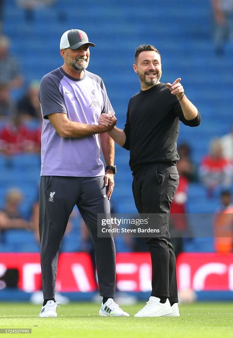 Juergen Klopp, Manager of Liverpool, talks to Roberto De Zerbi,... News Photo - Getty Images Juergen Klopp, Brighton Hove Albion, Brighton & Hove Albion, Premier League Matches, Brighton And Hove, Digital Asset Management, Asset Management, Data Driven, Digital Content