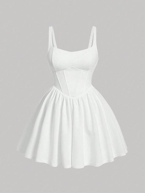 SHEIN MOD Plus White Solid Corset Structure Cami DressI discovered amazing products on SHEIN.com, come check them out! White Corset Dress, Tight Dress Outfit, Cute Short Dresses, Cute Dress Outfits, Pretty Prom Dresses, White Short Dress, Grad Dresses, Vestidos Vintage, Glam Dresses