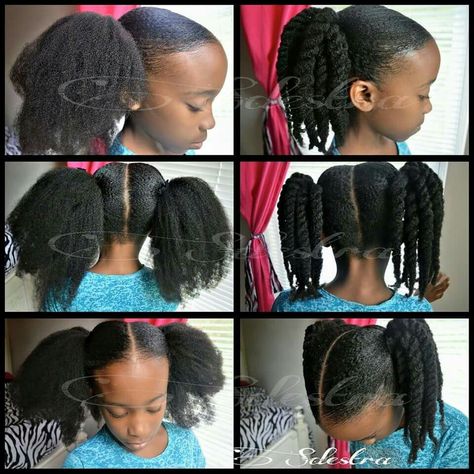 Pigtail twists Braided Pigtails Natural Hair, Black Hair Pigtails, Twisted Pigtails, Natural Twist Styles, Twist Braid Pigtails, Braided Pigtails Black Women Tutorial, Kid Braid Styles, Pigtail Hairstyles, Natural Hairstyles For Kids