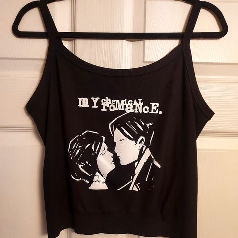 Polyester Cotton Blend Slim Fit Tank. If You Run Between Sizes I'd Size Up Hand Cropped No Boundaries Ribbed Tank. Mcr Shirt, Punk Rock Shirts, Digital Closet, Downtown Girl, Dream Style, My Chemical, Ribbed Tank, Really Cute Outfits, My Chemical Romance