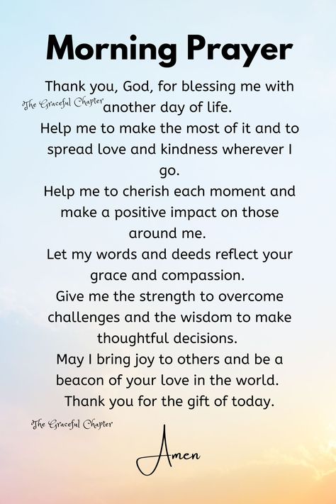 Morning prayer for everyday life Prayers For Good Thoughts, Prayers To Start The Morning, Prayers To Say In The Morning, Verse Of The Day Daily Prayer, Morning Gratitude Prayers, Beginner Prayers, Inspirational Prayers For Women, Catholic Morning Prayer, Morning Prayer For Students