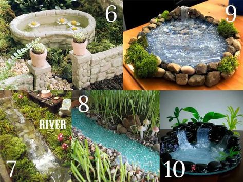 Diy Miniature Garden, Rivers Streams, Funny Vine, Garden Ponds, Garden Frogs, Diy Pond, Garden Waterfall, Pond Waterfall, Fairy Garden Designs