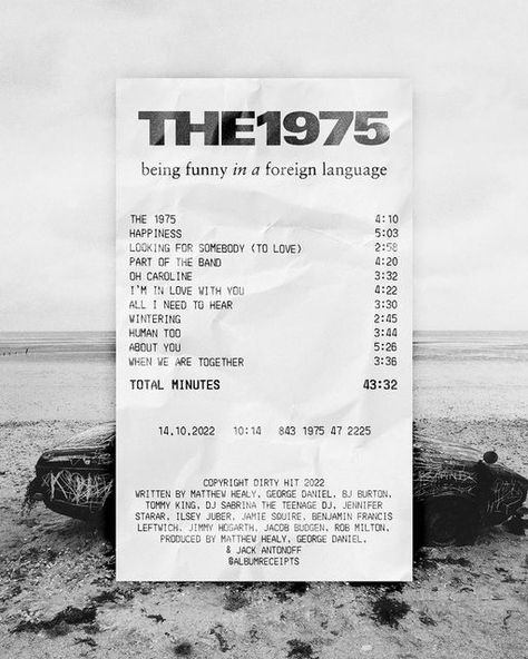 The 1975 Receipt, The 1975 Being Funny In A Foreign, Being Funny In A Foreign Language, Receipt Poster, Playlist Design, Funny In A Foreign Language, Kindle Decoration, Album Receipts, The 1975 Album