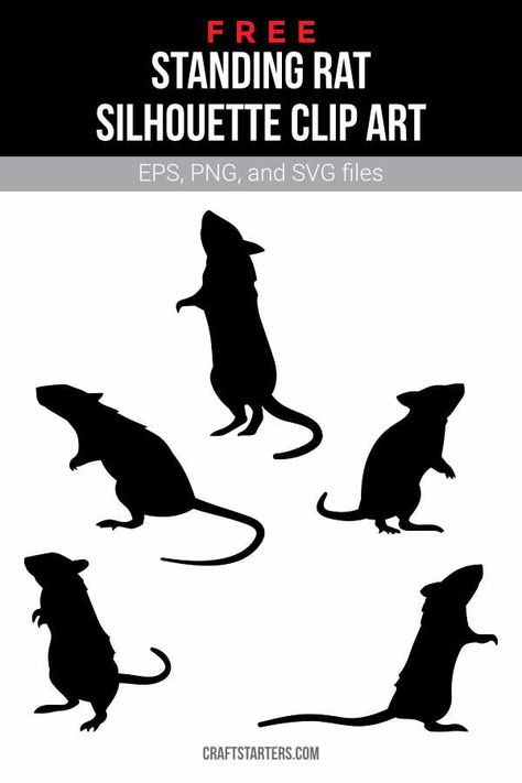 Rat Svg Free, Mice Silhouettes, Rat Stencil, Sillouttes Images, Rat Halloween, Rat Silhouette, Drawing Planner, Halloween Window Silhouettes, Baby Rats