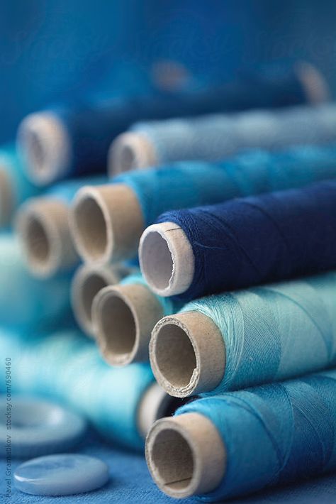 Sewing Photography, Spools Of Thread, Powder Blue Color, Blue Things, Im Blue, Everything Is Blue, Blue Inspiration, Blue Interior, Aesthetic Colors