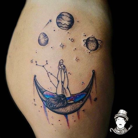 Hammock Tattoo, Galaxy Tattoos, Tattoo Circle, Feminist Tattoo, Mystical Tattoos, Uv Tattoo, Universe Tattoo, Circle Tattoos, Galaxy Tattoo