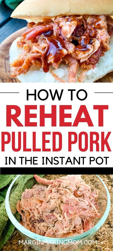 If you're wondering how to reheat pulled pork, you have to try reheating it in your Instant Pot! It keeps the meat so moist and tender, which is exactly how it should be! And it's easier than reheating in the oven! Get my tips and tricks for this method! #instantpot #pulledpork Reheating Pulled Pork Crock Pot, Reheat Pulled Pork, Freezing Pulled Pork, Pork Loin Pulled Pork, Pulled Pork Leftover Recipes, Instant Pot Freezer, Instant Pot Freezer Meals, Pulled Pork Leftovers, Freezer Meal Planning