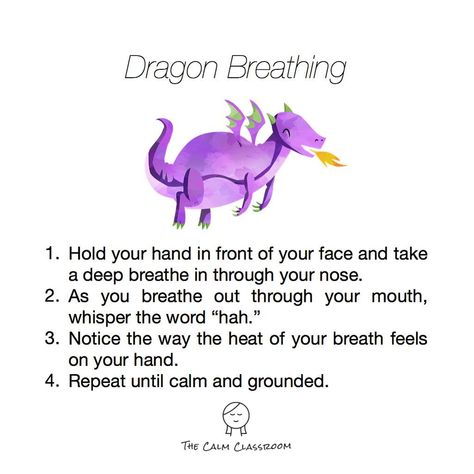 The Calm Classroom on Instagram: “This breathing exercise is all about POWER — inhale and exhale breaths should be deep and forceful like dragon fire! This way, more oxygen…” Calm Breathing, Dragon Breathing, Dragon Breath, Breathing Dragon Craft, Reading Is Breathing In Writing Is Breathing Out, Breathing Exercises For Preschoolers, Classroom Breathing Exercises, Cute Dragon Breathing Fire, Dragon Breathing Fire