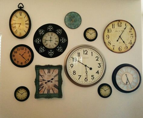 Wall Clock Collage, Clock Collage, Time Stood Still, Time Keeper, Vintage Cafe, Clock Art, Clock Wall, Tick Tock, Clock Wall Decor