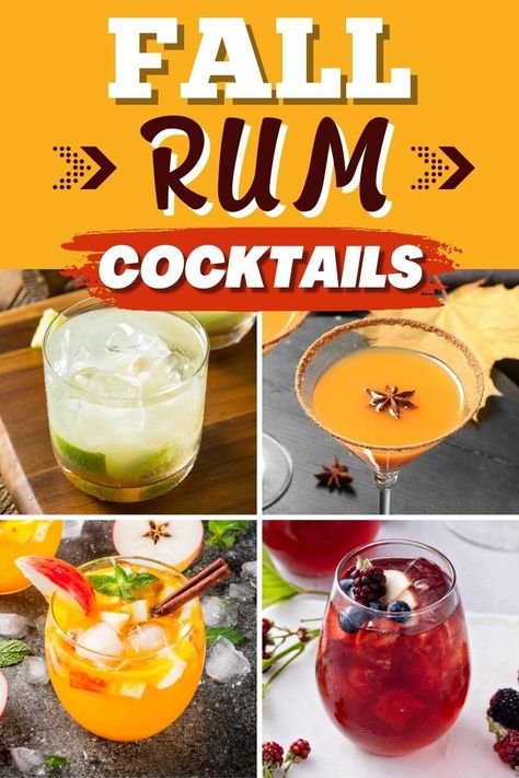 Fall Rum Cocktails Fall Rum Cocktails Easy, Fall Drinks With Spiced Rum, Drinks Using Spiced Rum, Fall Booze Drinks, Fall Rum Drinks Cocktail Recipes, Fall Drinks With Malibu Rum, Simple Thanksgiving Cocktail Recipes, Fall Drinks Alcohol For A Crowd Easy, Fall Cocktails With Rum