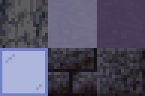 Blue Minecraft Palette, Minecraft Dark Block Palette, Purple Block Pallet Minecraft, Minecraft Color Combinations, Dark Minecraft Palette, Minecraft Building Palletes, Minecraft Palette Ideas, Deepslate Pallete Minecraft, Minecraft Block Combinations