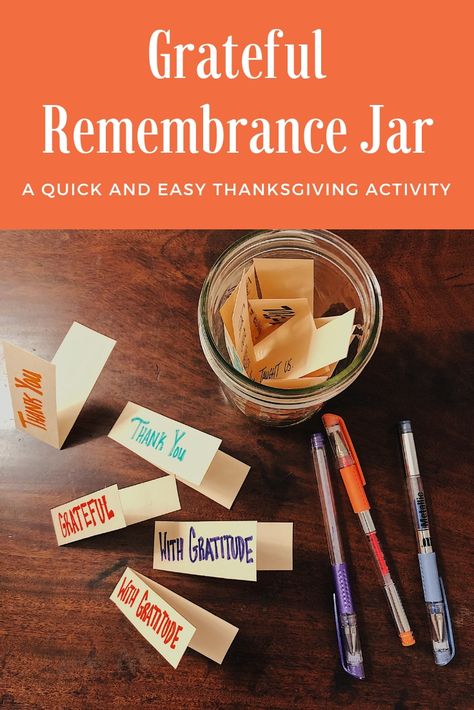 The Grateful Remembrance Jar is a quick and easy activity for people who are grieving on Thanksgiving Day. Instead of asking you to find gratitude for things in the here-and-now, this activity asks you to focus on gratitude for the past you shared with your loved one, for the things they taught you, the ways they continue to live on in this world, and so on.    #grief #grieving #bereavement #arttherapy #Thanksgivingactivities via @whatsyourgrief Bereavement Activities, Gratitude Activities For Adults, Group Activities For Adults, Bereavement Support, Thanksgiving Activity, Gratitude Activities, Work Skills, Mindfulness For Kids, Art Therapy Activities