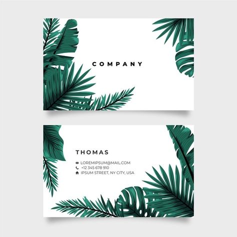 Leaf Business Card, Nature Business Card, Egyptian Painting, Floral Tree, Tropical Nature, Double Sided Business Cards, Tropical Background, Visiting Card Design, Leaf Cards