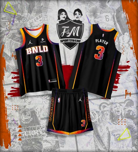 Jersey Concept Design, Black Basketball Jersey, Best Basketball Jersey Design, Jersey Basket, Basketball Jersey Outfit, Suns Jersey, Basketball Uniforms Design, Basketball Uniforms, Jersey Outfit