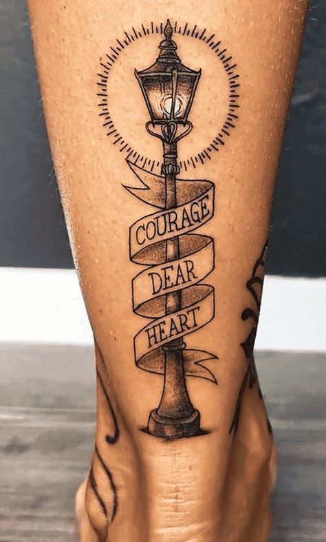 Narnia Lamp Post Tattoo, Narnia Inspired Tattoos, Aslan Tattoo Narnia, Chronicles Of Narnia Tattoo, Narnia Tattoo Ideas, Narnia Tattoo, Aslan Tattoo, Narnia Lamp Post, Narnia Art