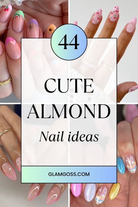 The almond nail trend is perfect if you are looking for a new nail trend to test out! I collected all the best almond nails I could find so that I could always have new ideas to bring to the salon! Almond Nails Gel Polish, Oval Nails Ideas Summer, Clear Almond Nails Designs, Designs For Almond Shaped Nails, Light Almond Nails, Spring Nails 2024 Trends Almond Simple, Almond Nail Designs Trending Now, Spring Nails Almond Shape, Small Almond Nails