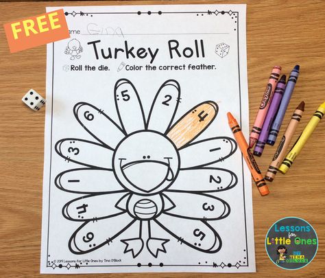 This free Thanksgiving roll & cover page is a simple to prepare, fun Thanksgiving game that practices numbers, subitizing, and addition. It can be played individually or in small groups as a game. Click to download 2 differentiated versions to use with your preschool, kindergarten, or first grade students. November Preschool Activities, Thanksgiving Centers, Thanksgiving Activities For Kindergarten, Fun Thanksgiving Games, Thanksgiving Math Activities, Thanksgiving Activities Preschool, Thanksgiving Games For Kids, Thanksgiving Worksheets, Thanksgiving Kindergarten