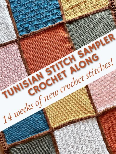 Sewing Squares Together (Tunisian Stitch Scrapghan – Part 13) - Hooked on Homemade Happiness Tunisian Cable Stitch, Ronnie Mac, Sewing Squares, Crochet Seed Stitch, Crossed Stitch, Crochet Sampler Blanket, Crochet Hobby, Crochet Game, Crochet Tunisian