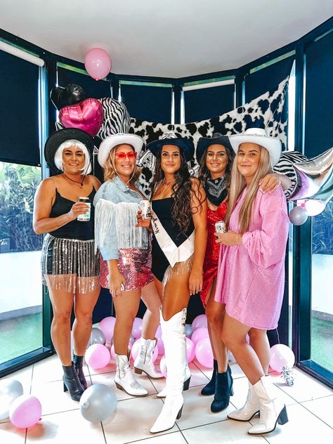 Otley Run Fancy Dress, Hen Party Fancy Dress Ideas, Space Cowgirl Hens Party, Hen Do Fancy Dress Ideas, Cosmic Cowgirl Aesthetic, Cosmic Cowgirl Outfit, Cowgirl Theme Party Outfit, Space Cowgirl Outfits, Space Cowgirl Bachelorette Party