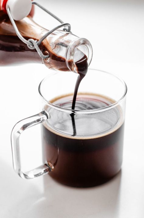 Chocolate Syrup for Coffee Recipe Homemade Syrups For Coffee, Chocolate Syrup For Coffee, Chocolate Coffee Syrup, Chocolate Syrup Recipe, Espresso Recipe, Syrup For Coffee, Homemade Coffee Syrup, Chocolate Syrup Recipes, Homemade Mocha