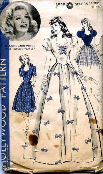 1940s Patterns, Hollywood Patterns, 1940s Gown, Historical Patterns, Vintage Clothes Patterns, Evening Dress Patterns, Patron Vintage, Fashion 1940s, Vintage Dress Patterns