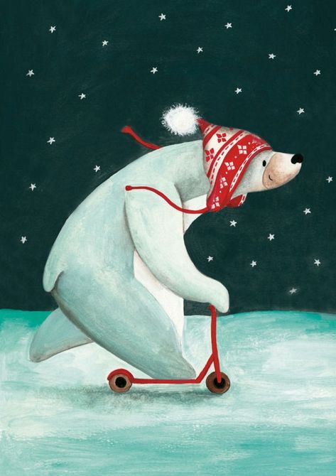 Christmas Illustration Art, Cute Christmas Illustration, Illustration Art Kids, Illustration Christmas, Winter Illustration, Christmas Rock, Christmas Card Art, Bear Illustration, Winter Animals