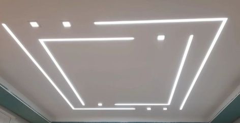 Led Profile Bedroom, Celling Design Led Profile, Profile Light Bedroom Ceiling Design, Led Profile Light Ceiling Design, Bedroom False Ceiling Design With Profile Light, Pop False Ceiling Design Profile Light, Profile Lights Ceiling Design, Pop Seling Design Hall, Profile Light Celling Design