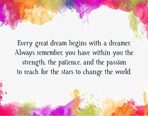 Dreams are boundless. These are your guide to reach your aspirations in life. To help you transform your dreams into reality, here are dream quotes that will help you along the way. Every great dream begins with a dreamer. Always remember, you have within you the strength, the patience, and the passion to reach for the stars to change the ... Read More Reach For Your Dreams Quotes, Dreams Quotes Inspirational, Dream A New Dream Quotes, Dream Until It’s Your Reality, Every Great Dream Begins With A Dreamer, Dream Believe Achieve Quote, Its The Possibility Of Having A Dream Come True, Follow Your Dreams Quotes, Assembly Ideas