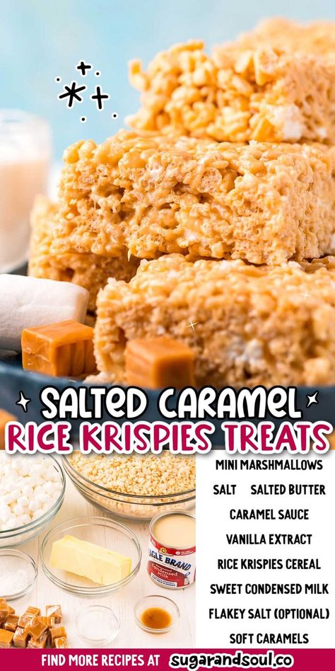 Werthers Rice Crispy Treats, Rice Krispie Treats Flavors, Fancy Rice Krispie Treats, Salted Caramel Rice Krispies, Salted Caramel Rice Krispie Treats, Caramel Rice Krispies, Freeze Drier, Caramel Rice Krispie Treats, Rice Krispies Recipe