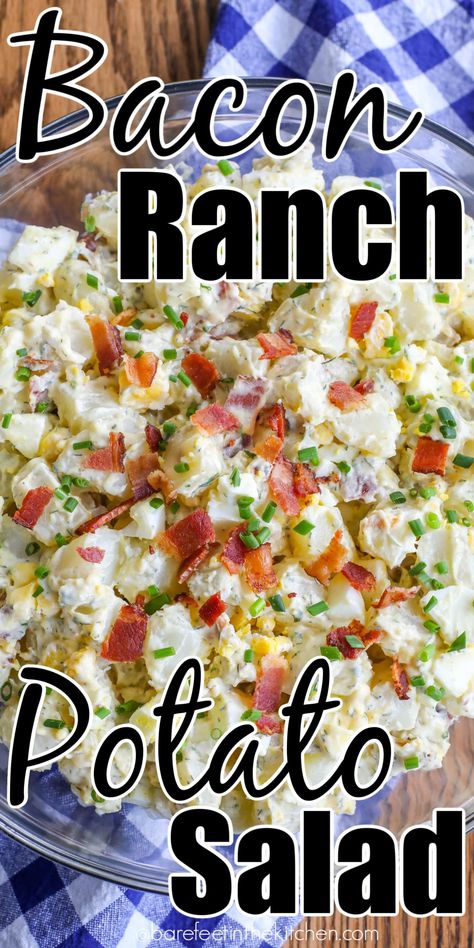 Bacon Ranch Potato Salad Baked Potato Salad Recipe, Bacon Ranch Potato Salad, Ranch Potato Salad, Loaded Baked Potato Salad, Bacon Ranch Potatoes, Southern Potato Salad, Baked Potato Salad, Bacon Potato Salad, Easy Potato Salad