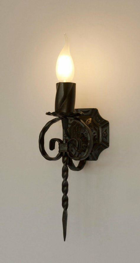 Wrought iron wall light | Etsy Gothic Lighting, Gothic Lamp, Wrought Iron Lights, Wall Light Fixture, Luminaire Mural, Iron Lighting, Wall Candles, Wall Light Fixtures, Light Sconces