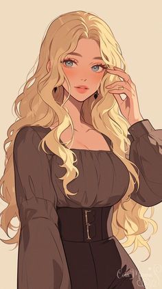 Blond Character Design, Blonde Hair Character Design, Blonde Woman Art, Blonde Girl Art, Blonde Hair Characters, Girl Oc, Women Anime, Anime Woman, Witch Girl