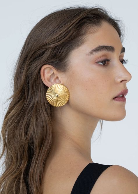 Brissa Stud Earrings -- Gold – Jennifer Behr LLC Gold Studs Earrings, Luxury Hair Accessories, Bow Barrette, Jewelry Wardrobe, Jennifer Behr, Earrings Round, Luxury Hair, Blue Bridesmaids, Velvet Bow