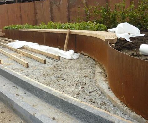 Corten Steel Retaining Wall, Steel Retaining Wall, Corten Steel Garden, Steel Garden Edging, Steel Edging, Garden Retaining Wall, Corten Steel Planters, Plants Growing, Steel Planters