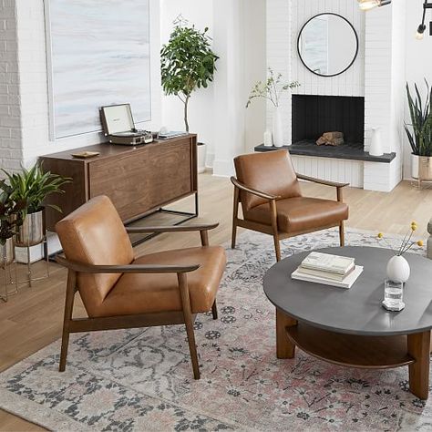 Leather Chair Living Room, Chair Inspiration, Mid Century Living Room, Mid Century Modern Living, Mid Century Modern Living Room, Mid Century Modern Decor, Decoration Inspiration, Living Room Inspo, Accent Chairs For Living Room