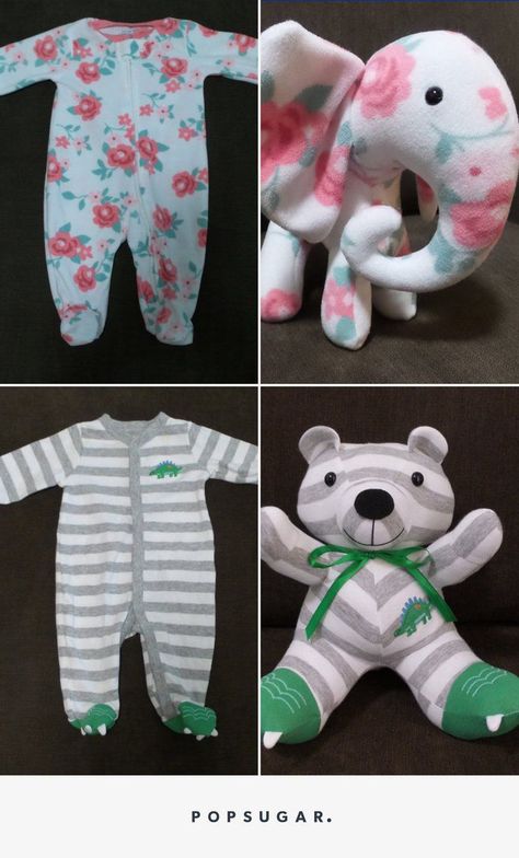 This Is the Coolest Thing You Can Do With Your Baby's Old Onesies. A memorable handmade gift idea Baby Onesie Gift, Baby Keepsakes, Animals Crochet, Diy Bebe, Baby Projects, Baby Diy, Baby Keepsake, Baby Crafts, Sewing For Kids