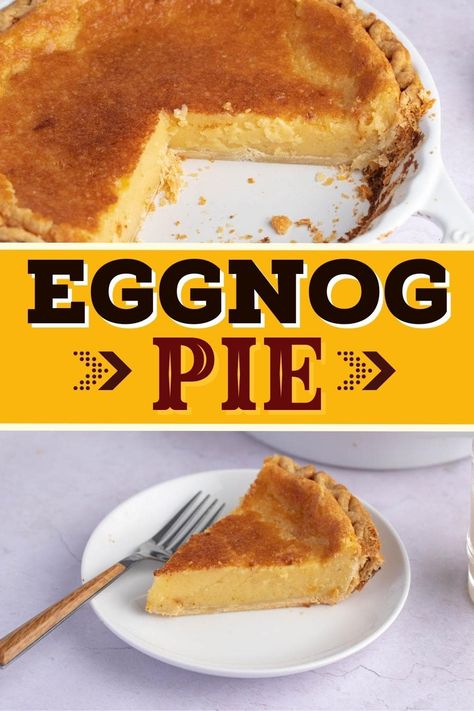 Egg Nog Pie Recipe, Egg Nog Pumpkin Pie, Eggnog Pumpkin Pie, Egg Nog Baking Recipes, Eggnog Custard Pie, Eggnog Custard Pie Recipe, No Bake Eggnog Pie Recipe, No Bake Eggnog Cream Pie, Easy No Bake Eggnog Pie