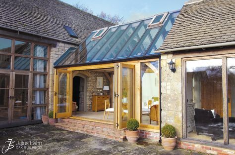 A perfect conservatory link between what were two separate parts of the house 👌 Our bespoke designs will always create the ideal space for you and your home 😍⁠ ⁠ ⁠ #conservatory #oakconservatory #sunroom #livingroomdecor #countryhome #barnconversion Oak Conservatory, Barn Conversion Exterior, Carport Addition, Old Style House, Oak Framed Extensions, Garage Extension, Home Extensions, Kitchen Extensions, Pooh Corner