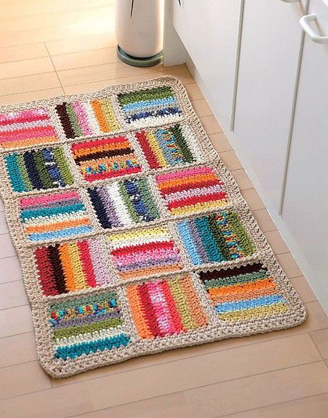 FRANKENYARN BLANKET PART 4 | FREE CROCHET PATTERN - Projectarian Yarn Box, Crochet Mat, Room Vibes, Crochet Carpet, Confection Au Crochet, Crochet Kitchen, Patchwork Rug, Crochet Home Decor, Crochet For Home