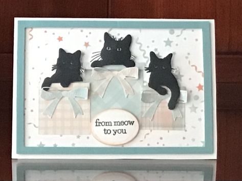 Cat Card Design, Cat Birthday Cards Handmade, Cat Dies, Crazy Cats Cards, Cat Cards Handmade, Homemade Birthday Cards, Cat Birthday Card, Hand Made Greeting Cards, Birthday Cards For Men