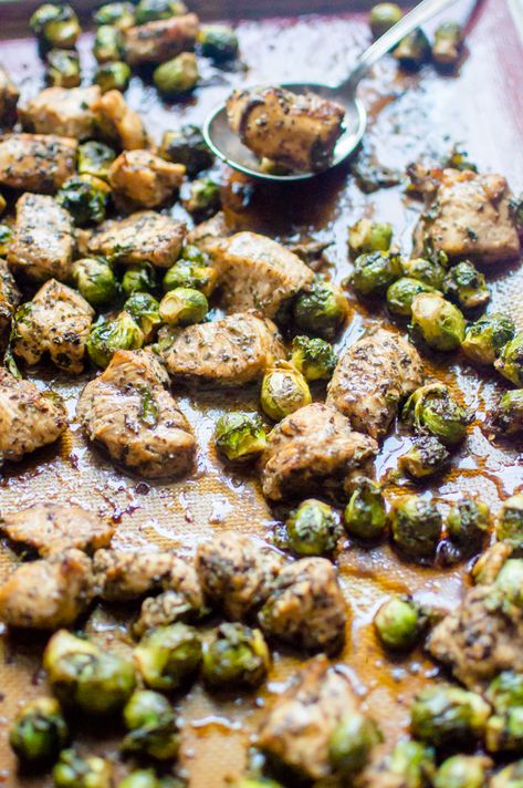 Sheet Pan Balsamic Chicken & Brussel Sprouts  — The Natural Nurturer Sheet Pan Balsamic Chicken, Max Challenge Recipes, Chicken Brussel Sprouts, Natural Nurturer, Sheet Pan Meals Chicken, Salmon And Broccoli, Pan Chicken Recipes, Summer Veggies, Balsamic Chicken