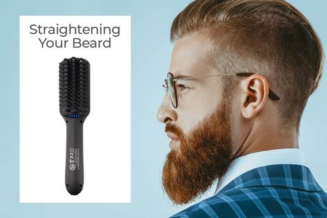 How to Straighten your Beard (Quick & Easy Guide) - Bald & Beards Beard Straightener, Curly Beard, Beard Accessories, Beard Styles Short, Straightener Brush, Bald With Beard, Beard Straightening, Beard Conditioner, Beard Hair