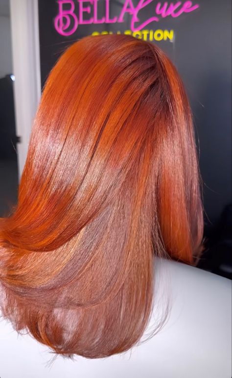 Dye And Silk Press, Ginger Hair With Honey Blonde Highlights, Hair Color Ideas For African Black Women, Hair Color Combos Black Women, Brown And Ginger Hair, Ginger Hair Dye Black Women, Highlights Ginger Hair, Golden Ginger Hair, Intense Copper Hair